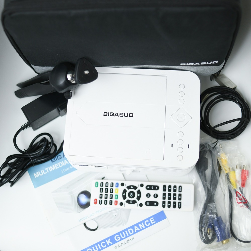BIGASUO Pro‎ 302 HD Bluetooth Projector DVD Player Home Theater Movie TESTED